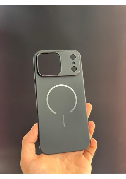 Iphone 17 Pro Max Uyumlu Siyah Sert Silikon ve Içi Kadife Magsafe Kılıf