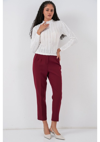 Kadın Bdart Dokulu Slim Fit Dik Yaka Bluz Beyaz fiyatları