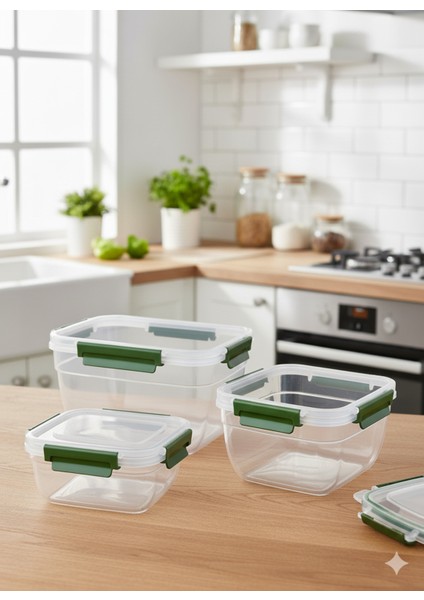 3’lü Kilitli Saklama Kabı Seti – Sızdırmaz Gıda Kabı, Hava Geçirmez 1.85LT | 1.05 Lt | 575 Ml. fırsatları