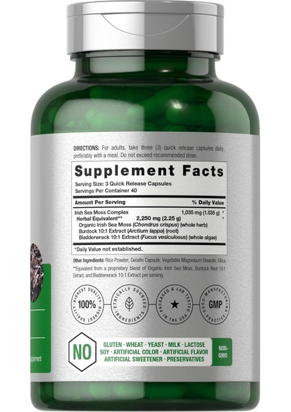 Horbäach Sea Moss Complex Complex Formula With Bladderwrack & Burdock Root 2250MG 120 Caps modelleri