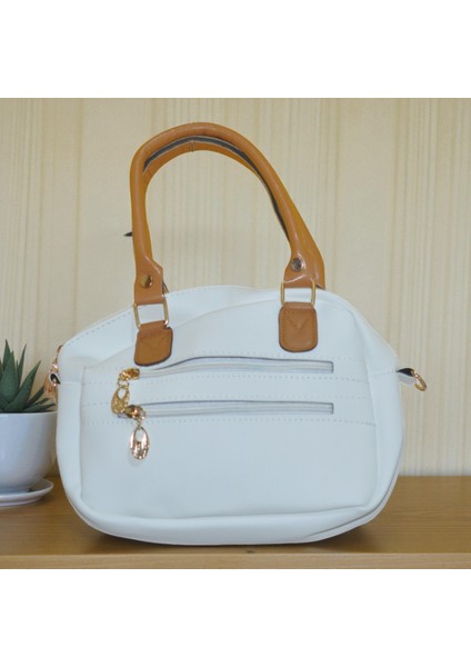 Kadın Beyaz Mini Kol & Omuz Çantası – Fermuarlı Şık Küçük Boy Askılı Çanta