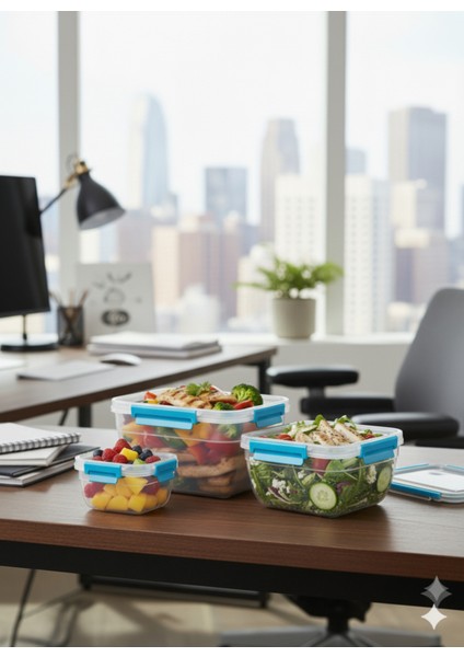 3’lü Kilitli Saklama Kabı Seti – Sızdırmaz Gıda Kabı, Hava Geçirmez 1.85LT | 1.05 Lt | 575 ml modelleri