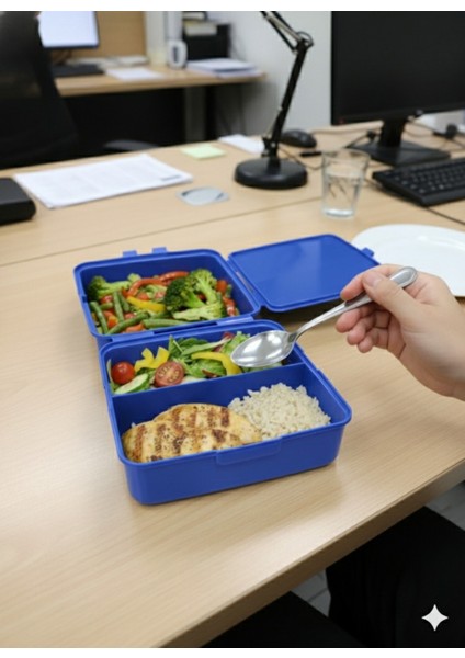 3 Bölmeli Lunch Box – Ofis-Piknik Kullanımına Uygun Şık Saklama Kabı