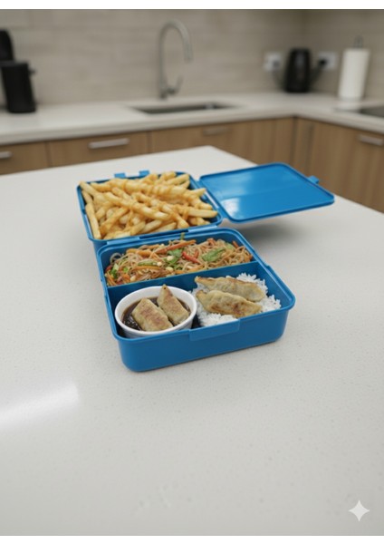 3 Bölmeli Lunch Box – Ofis-Piknik Kullanımına Uygun Şık Saklama Kabı modelleri