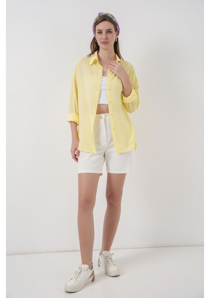 Kadın Bdart Basic Düğmeli Gömlek Kehribar Sarısı modelleri