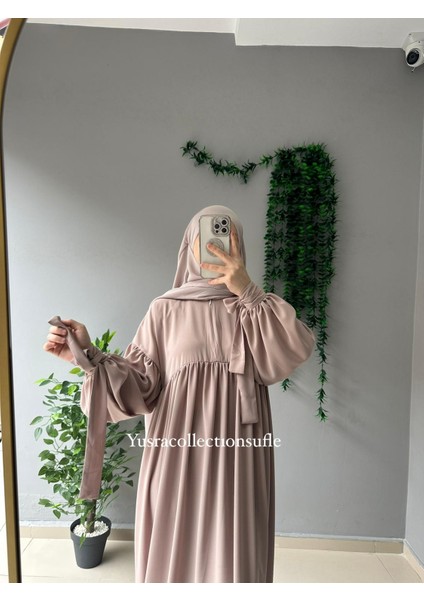 Tesettür Liza Elbise Kol Bağlamalı modelleri