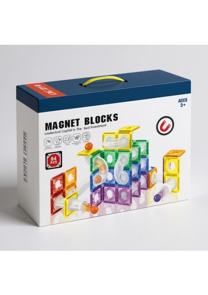 Magnet Blocks 84 Parça Manyetik Renkli Yapı Blokları Oyunu - Kaliteli Abs Plastik Güçlü Mıknatıs indirimleri