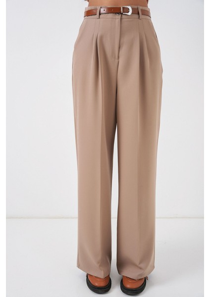 Kadın Bdart Yüksek Bel Pileli Palazzo Pantolon Bej Doğal fiyatları