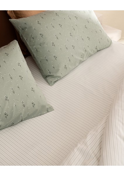 Afrodille Çift Kişilik %100 Pamuk Ranforce Baskılı Nevresim Takımı - Mint Yeşili