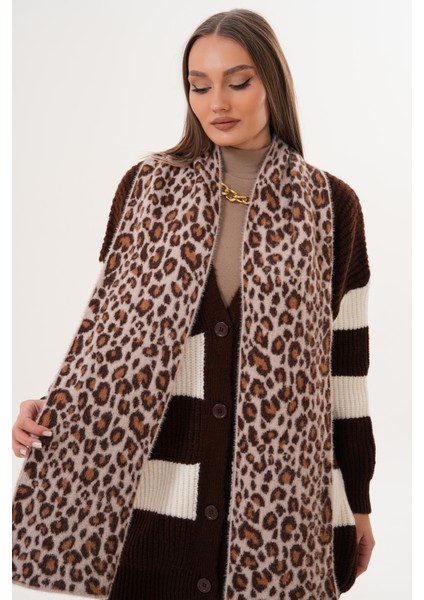 Lüks Yumuşak Dokulu Leopar Atkı Bere Seti|kaliteli Triko Kombin indirimleri