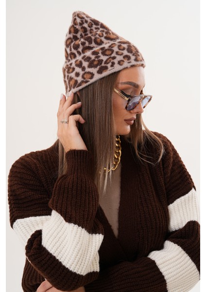 Lüks Yumuşak Dokulu Leopar Atkı Bere Seti|kaliteli Triko Kombin