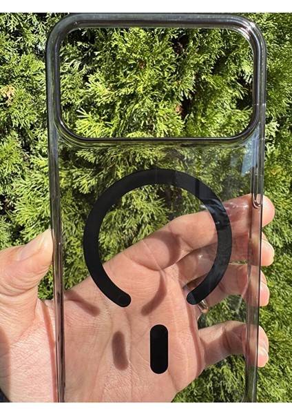 Iphone 17 Pro Uyumlu Şeffaf Siyah Kamera Kısmı Açık Mika Sert Magsafe Kılıf fiyatları