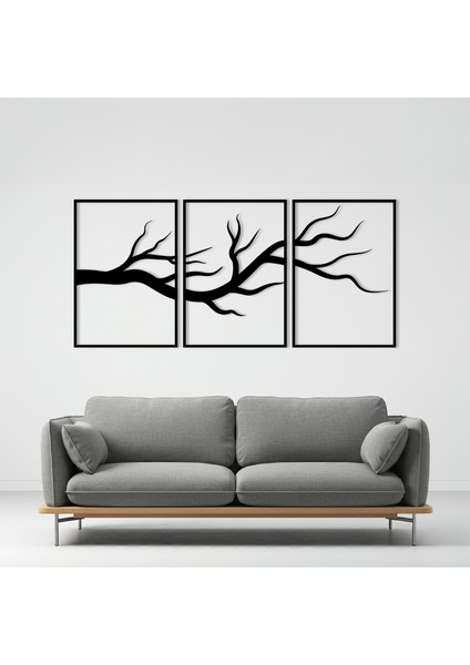Üçlü Ağaç Dalları Temalı Ahşap Duvar Tablosu fiyatları
