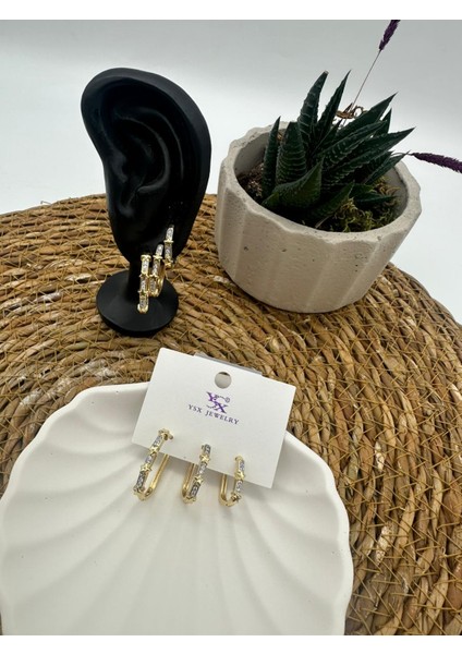 316L Çelik 3lü Yıldız Model Halka Küpe fırsatları