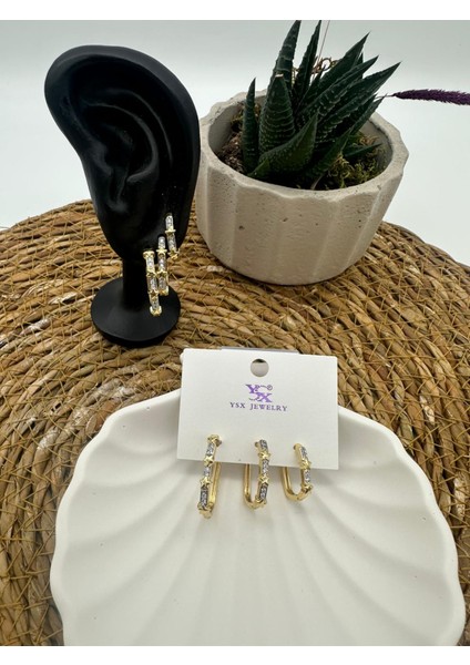 316L Çelik 3lü Yıldız Model Halka Küpe indirimleri