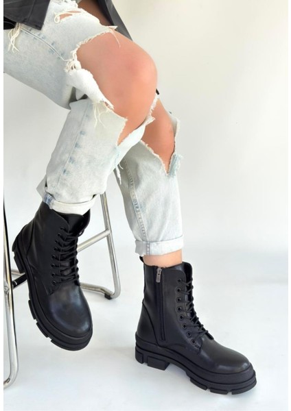 Allex Siyah Cilt Bağcıklı Bot - Lisinya fiyatları