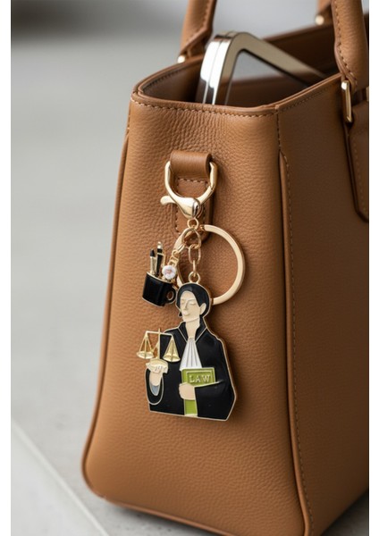 Altın Sarısı Avukat&adalet Temalı Çanta Aksesuarı Anahtarlık