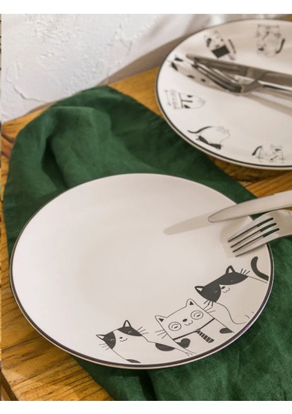 Lcw Home Ekru Kedi Baskılı Seramik Tabak 2'li 20 cm fiyatları