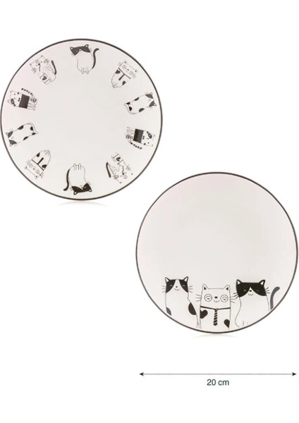 Lcw Home Ekru Kedi Baskılı Seramik Tabak 2'li 20 cm indirimleri