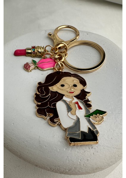 Altın Sarısı Ruj Detay Öğretmen Çanta Aksesuarı Anahtarlık fiyatları