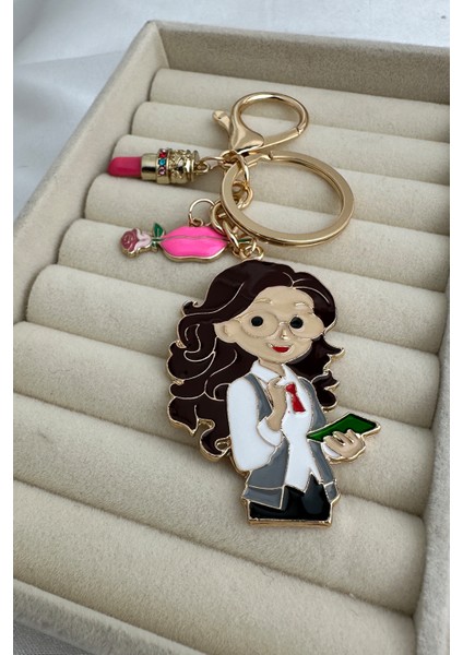 Altın Sarısı Ruj Detay Öğretmen Çanta Aksesuarı Anahtarlık fırsatları