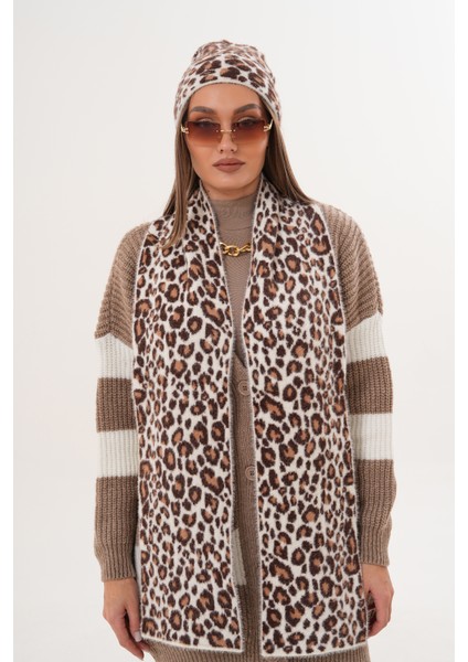 Lüks Yumuşak Dokulu Leopar Atkı Bere Seti|kaliteli Triko Kombin modelleri