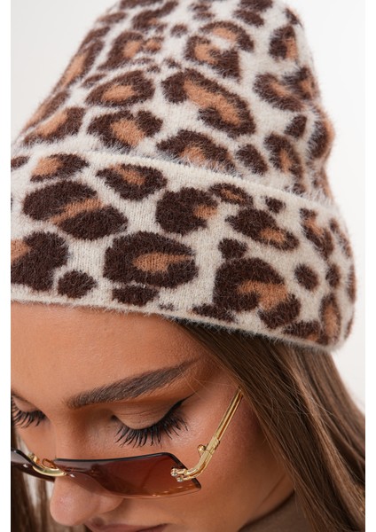 Lüks Yumuşak Dokulu Leopar Atkı Bere Seti|kaliteli Triko Kombin indirimleri