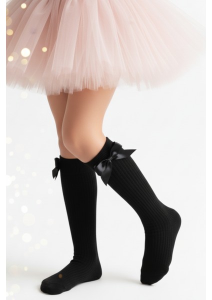 Kız Çocuk Fiyonk Detaylı Diz Altı Çorap / Siyah fiyatları