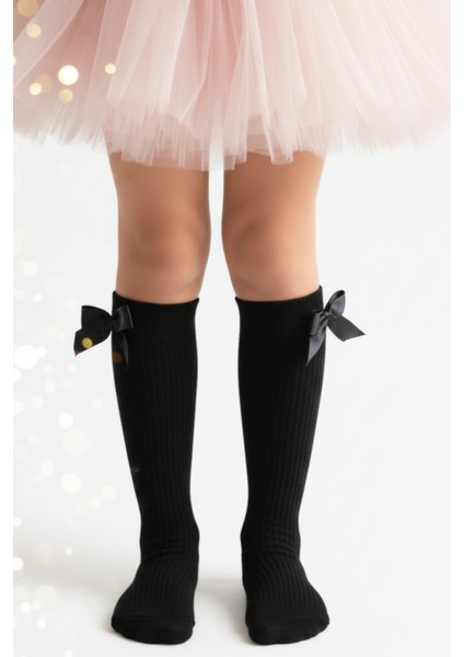 Kız Çocuk Fiyonk Detaylı Diz Altı Çorap / Siyah modelleri