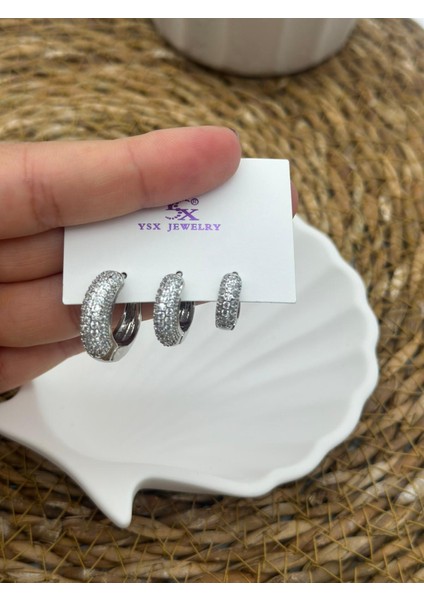 3lü Çelik Farklı Boy Silver Küpe fiyatları