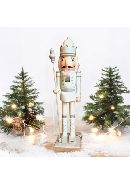 Yılbaşı Fındıkkıran Kurşun Asker 50CM Yılbaşı Dekor Süsü Beyaz modelleri