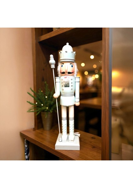 Yılbaşı Fındıkkıran Kurşun Asker 50CM Yılbaşı Dekor Süsü Beyaz fırsatları