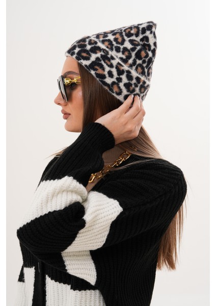 Lüks Yumuşak Dokulu Leopar Atkı Bere Seti|kaliteli Triko Kombin modelleri