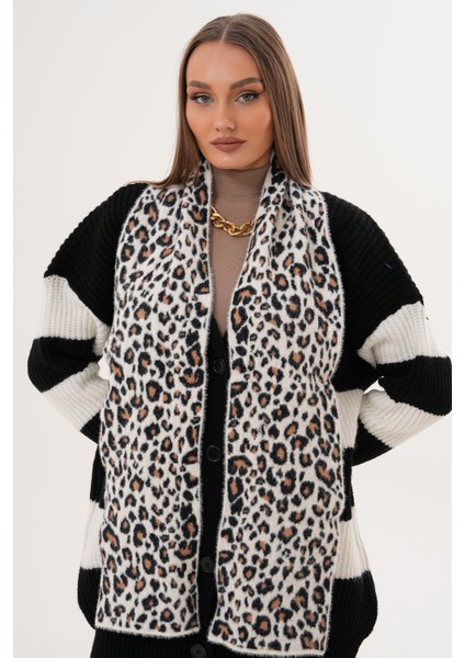 Lüks Yumuşak Dokulu Leopar Atkı Bere Seti|kaliteli Triko Kombin fırsatları