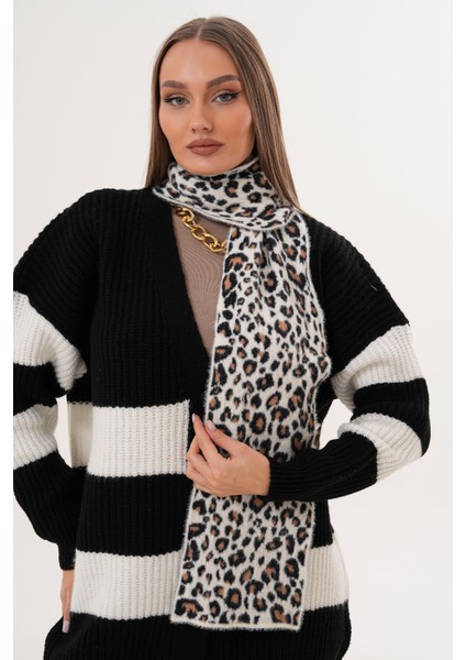 Lüks Yumuşak Dokulu Leopar Atkı Bere Seti|kaliteli Triko Kombin indirimleri