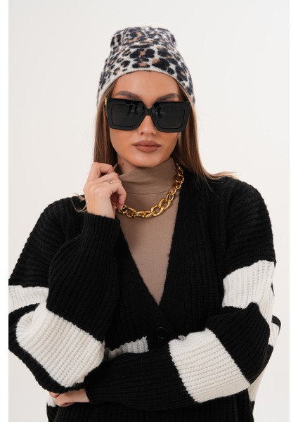 Lüks Yumuşak Dokulu Leopar Atkı Bere Seti|kaliteli Triko Kombin