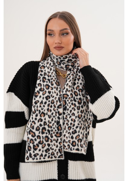 Lüks Yumuşak Dokulu Leopar Atkı Bere Seti|kaliteli Triko Kombin