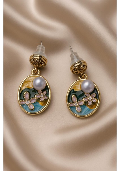 Çiçek Motifli Incili Küpe fiyatları