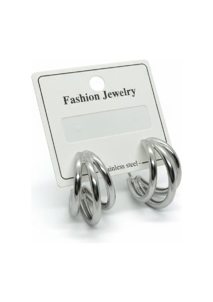 Gümüş Renk Kalın Halka Küpe - Çelik (Stainless Steel) modelleri