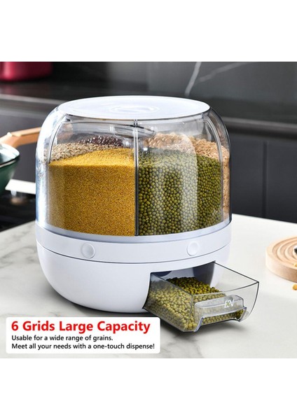 Kuru Gıda ve Bakliyat Organizeri 360° Dönebilen 6 Bölmeli Ayrıştırıcılı Hava Geçirmez (5361) fiyatları