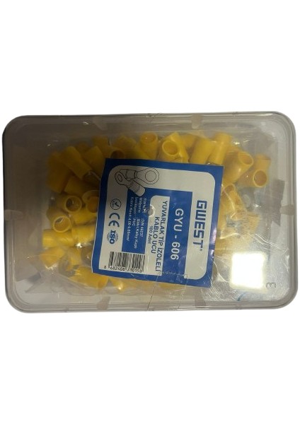 Yuvarlak Tip Izoleli Kablo Ucu GYU-606 Sarı Adet 100