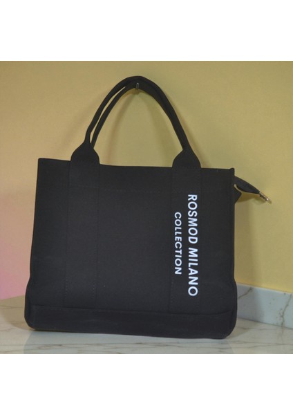 Kadın Kanvas Tote Çanta – Baskılı Modern Günlük Omuz Çantası