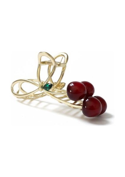 Altın Renk Kirazlı Metal Zarif Saç Tokası fırsatları