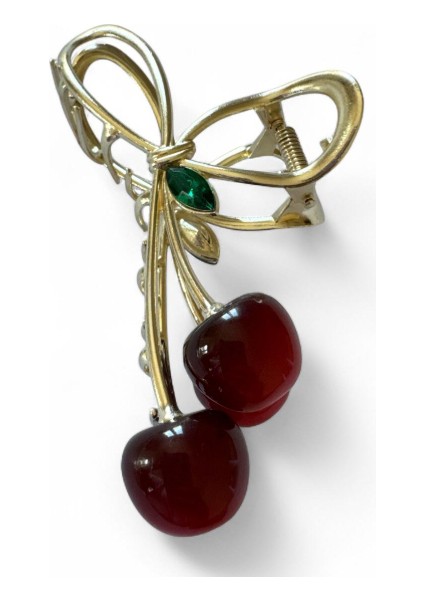 Altın Renk Kirazlı Metal Zarif Saç Tokası indirimleri