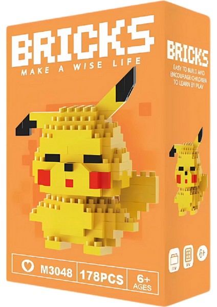 Pikachu 3D Yapboz Figürü (224PARÇA) | Nano Blok Koleksiyon Seti | Mini Bricks Hobi Oyuncak modelleri