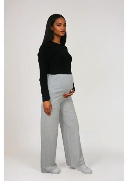 Hamile Giyim Bel Ayarlanabilir Basenden Bol Paça Iki Iplik Lycra Penye Pantolon