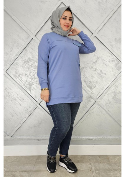 Kadın Taş ve Düğme Detaylı Tesettür Tunik modelleri
