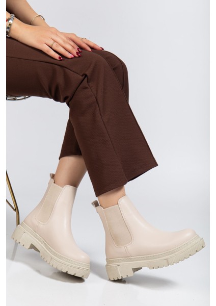 812-2137 Bej Lastikli Günlük Kadın Bot