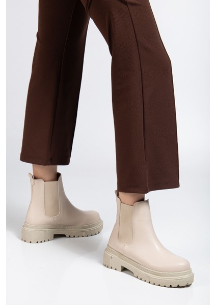 812-2137 Bej Lastikli Günlük Kadın Bot modelleri