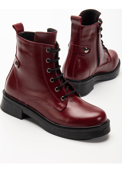 02-2003 Bordo Kırışık Rugan Bağcıklı Fermuarlı Günlük Kadın Bot indirimleri